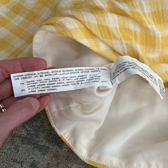 Zara One Shoulder Long Sleeve Top Yellow Gingham Blogger Fave M - Picture 4 of 11